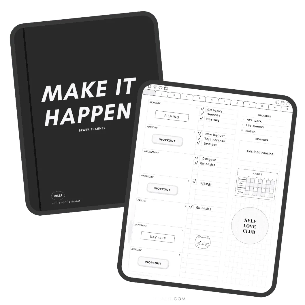 Digital stickers for goonotes on a weekly planner (Background Removed)