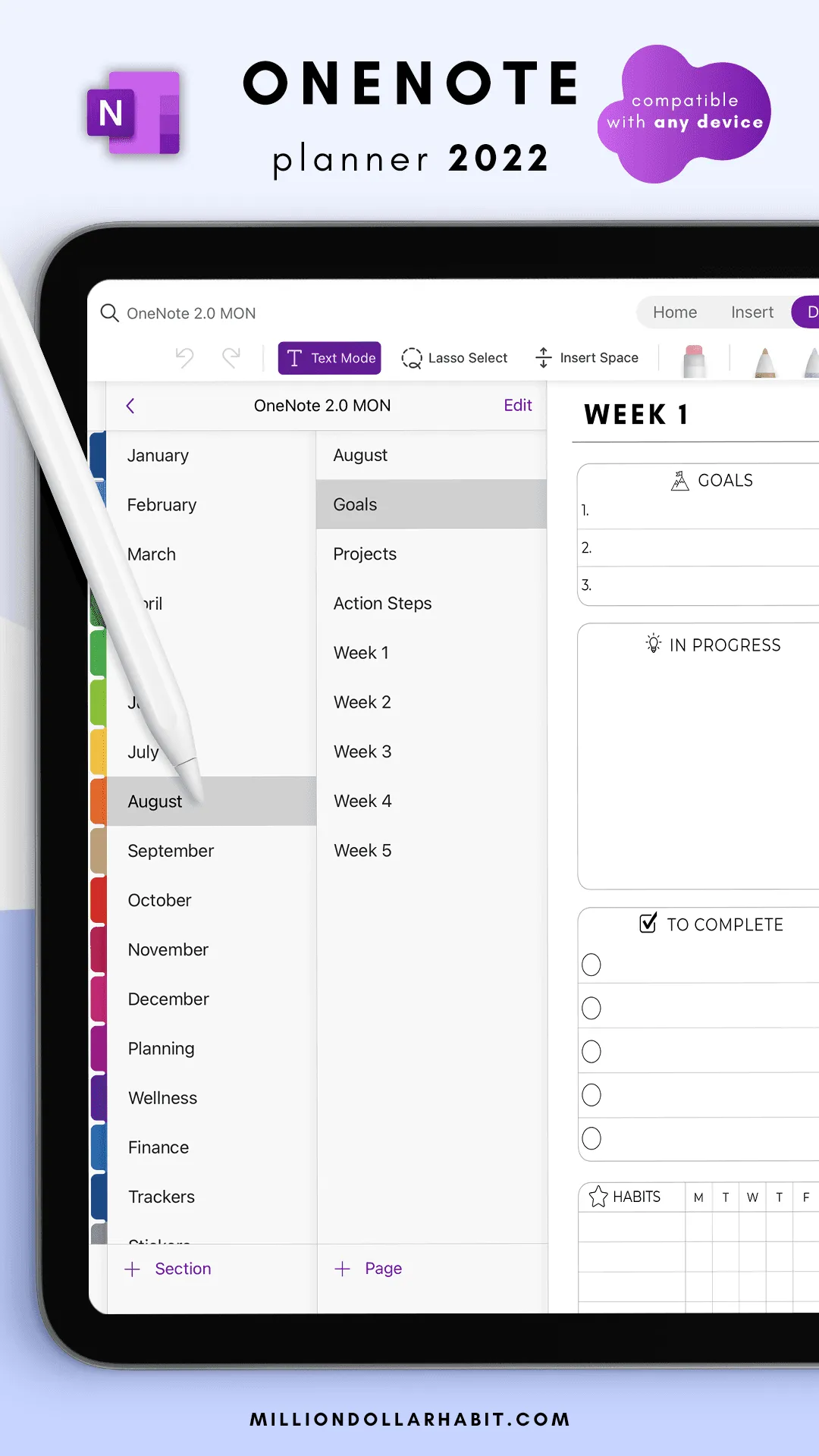 Digital stickers for goonotes on a weekly planner (Background Removed)