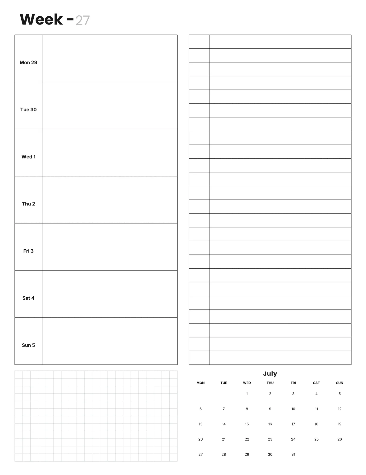 Lined weekly
