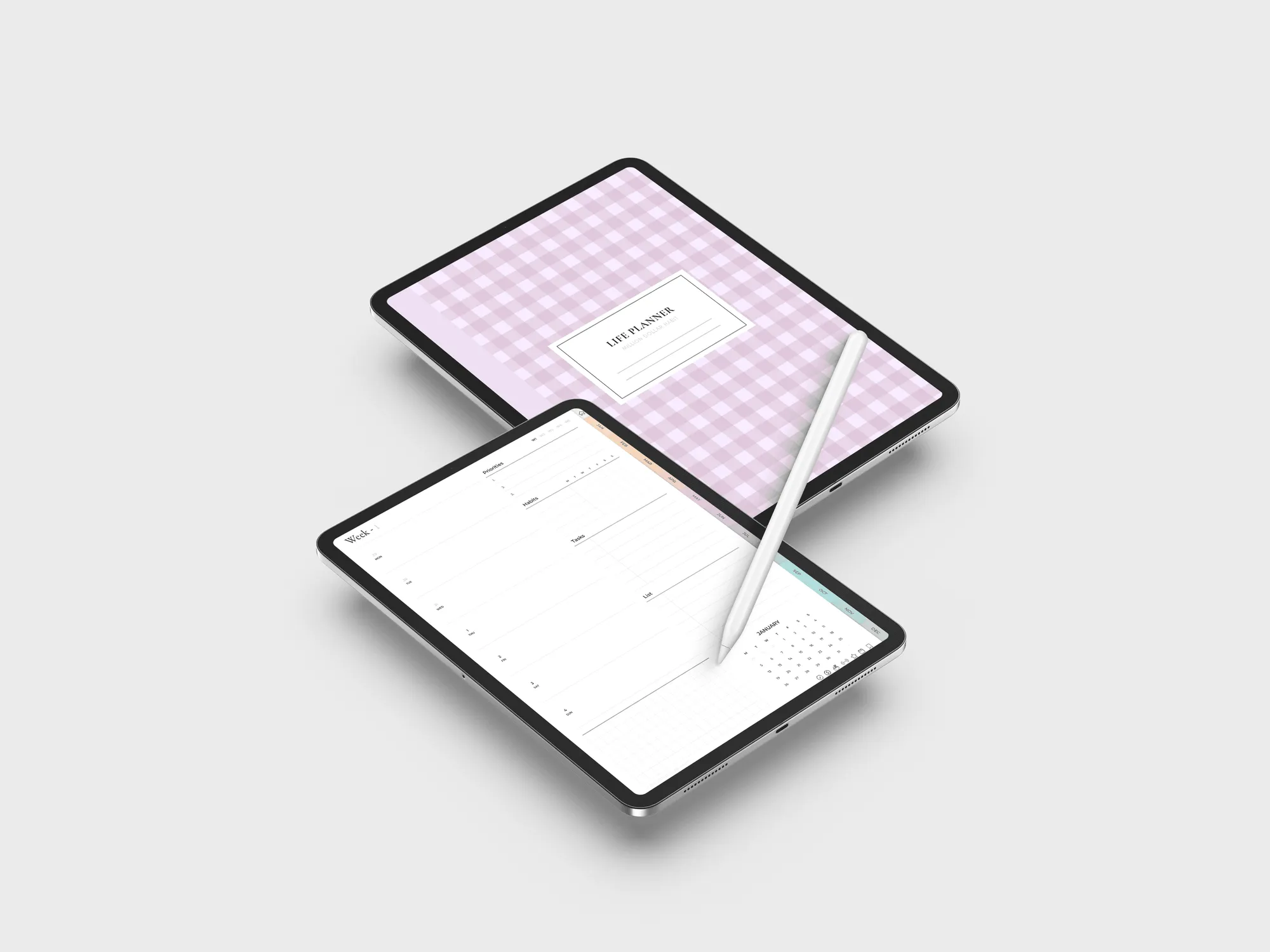 Digital stickers for goonotes on a weekly planner (Background Removed)